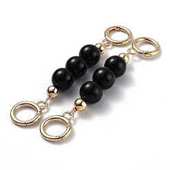 Черный Цепочка для удлинителя сумки, с бусинами из абс-пластика и пружинными кольцами из легкого золотого сплава, для замены удлинителя ремня сумки, чёрные, 13.8 см