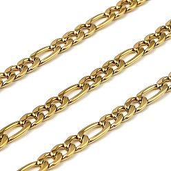 Золотой 316 хирургические цепи фигаро из нержавеющей стали, ионное покрытие (ip), несварные, с катушкой, золотые, 11x5x1.5 mm и 7.5x5.3x1.5 mm