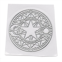 Платина Самоклеющиеся латунные наклейки, наклейки для скрапбукинга, для поделок из эпоксидной смолы, плоские круглые со звездой, платина, 3.1x0.05 см