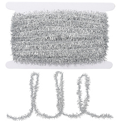 Светло-серый 25 ярдов полиэстеровой филигранной блестящей мишуры, подвесная гирлянда, на Рождество / свадьба / украшение дня рождения, светло-серый, 15 мм