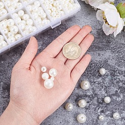 Beige Matte ABS Plastic Imitation Pearl Beads, Round, Beige, 6mm/8mm/10mm/12mm/14mm, 1010pcs/box