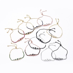 (52) Непрозрачная лаванда Регулируемые латунные браслеты из микропаве из циркония и боло, слайдерные браслеты, разноцветные, 9-1/2 дюйм (24 см), 1.3~8 мм