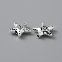 Antique Silver Alloy Beads, Star, Antique Silver, 15x15.5x4.5mm, Hole: 1.5mm