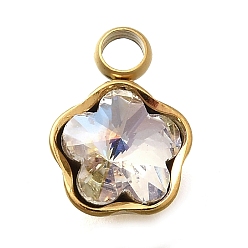 Кристалл 304 подвески из нержавеющей стали, со стразами, реальный 18 k позолоченный, ионное покрытие (ip), звезда, кристалл, 10x7.5x4 мм, отверстие : 1.8 мм