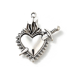 Сердце Сплавочные подвески тибетского стиля, сердце, 30.5x27x2.5 мм, отверстие : 1.6 мм