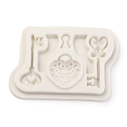 Белый Пищевые силиконовые формы, формы для выпечки, для помадки, пудинг, торт, конфеты, изготовление печенья, ключ, белые, 85x67x11 мм