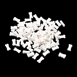 Белый Ручной полимерной глины кабошонов, кость, белые, 9~9.5x4~5x0.5~1.2 мм, Около 9140 шт / 500 г