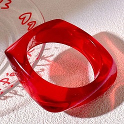 Квадрат Браслеты из смолы с преувеличенной геометрической формой для женщин, красные, квадратный, внутренний диаметр: 2-1/2 дюйм (6.4 см)