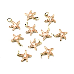 Настоящее золото 18K Латунь эмаль прелести, очарование морской звезды, с целью перехода в кольце, стойки покрытие, долговечный, без свинца и без кадмия, реальный 18 k позолоченный, 15x13.5x2 мм, отверстие : 3 мм