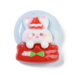 Светло-Синий Рождественские темы кабошоны смолы, кролик, голубой, 22x18.5x9.5 мм