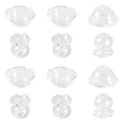 Прозрачный 6 наборы прозрачных стеклянных колпачков, мульти-лепесток цветка, для изготовления колокольчиков, прозрачные, 22.5x20.5 мм, отверстие : 2 мм