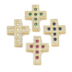 (52) Непрозрачная лаванда Стойка металлическая латунная микропрофилированная кубическая циркония подвески, долговечный, без свинца и без кадмия, крест прелести, разноцветные, 28x22.5x4.5 мм, отверстие : 2.5x4.5 мм