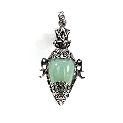 Зеленый Авантюрин Естественный зеленый авантюрин большие кулоны, слеза, 62x32 мм