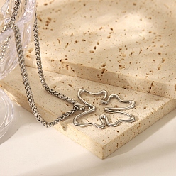 Бабочка 304 текстурированные подвески из нержавеющей стали для женщин, серебряный цвет гальваническим, бабочка, 21.65 дюйм (55 см)