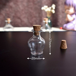 Прозрачный Миниатюрные стеклянные бутылки, с пробками, желающие бутылки, для аксессуаров для кукольного домика, притворяясь опорными украшениями, прозрачные, 20x27 мм