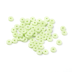 Light Green Handmade Polymer Clay Beads, Disc/Flat Round, Heishi Beads, Light Green, 4x1mm, Hole: 1mm, about 55000pcs/1000g