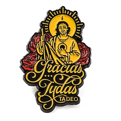 Золотистый Брошь-булавка в виде цветка розы Сан Иуда из цинкового сплава с эмалью, золотые, 30x24.5 мм