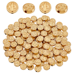Античное Золото 150 бусины из сплава шт., плоские круглые с святым Бенедиктом, золотые, 9.5x3 мм, отверстие : 1.7 мм