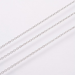 Нержавеющая Сталь Цвет Устойчивы к потускнению 304 цепи из нержавеющей стали, пайки, с катушкой, Плоско-овальные, цвет нержавеющей стали, 1.5x1.2x0.3 мм, около 32.8 футов (10 м) / рулон