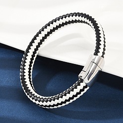 Белый Плетеные браслеты из микрофибры и кожи для женщин и мужчин, прямоугольник 304 из нержавеющей стали магнитные застежки, белые, 8-1/2x1/2 дюйм (21.5x1.2~1.4 см)