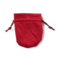 Carmesí Bolsas de almacenamiento de terciopelo, bolsa de embalaje de bolsas con cordón, oval, carmesí, 10x8 cm