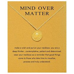 Плоский Круглый Дружба латунные подвески ожерелья, золотые, плоско-круглые, 17.72 дюйм (45 см)