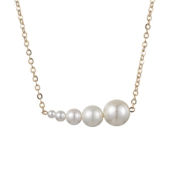 Golden Shell Pearl Pendant Necklaces, with Brass Cable Chains, Golden, 16.14 inch(41cm)