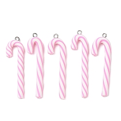 Pink Ручной полимерной глины большие кулоны, шоколадная конфета, с железными петлями, розовые, 46~52x12~14x4~4.5 мм, отверстие : 2 мм