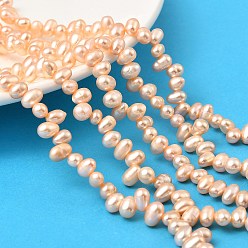 Персиковый Слойка Нити из натурального культивированного пресноводного жемчуга, рис, класс 5а+, Топ пробуренной, розовые, 4~5 мм, отверстие : 0.6 мм, около 85 шт / нитка, 13.82'' (35.1 см)