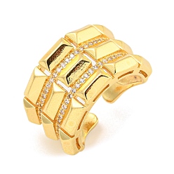 Настоящее золото 16K Открытое кольцо-манжета с прозрачным фианитом, латунные широкие кольца на палец для женщин, без кадмия и без свинца, реальный 16 k позолоченный, 14 мм