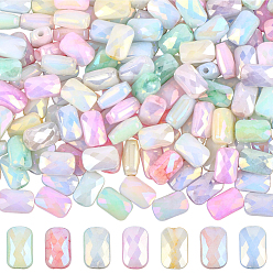 (52) Непрозрачная лаванда 210шт. 7 цвета, гальваническое покрытие, предотвращающее потускнение, имитация драгоценных камней, прямоугольные, с покрытием AB цвета, граненые, два тона, разноцветные, 7x4~4.5x3 мм, отверстие : 0.9~1 мм, 30 шт / цвет