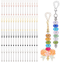 Mixed Color 64Pcs 4 Colors Alloy Bar Beadable Pendant Decorations, with Alloy Lobster Claw Clasps and Iron Chains, Mixed Color, 125~128mm, 16pcs/color