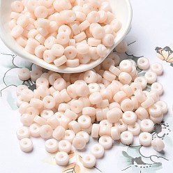 Античный Белый Стеклянный бисер непрозрачных цветов, колонка, старинный белый, 6x3 мм, отверстие : 1.4 мм, Около 2027 шт / фунт