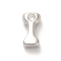 Letter I Стойки обшивки латунь кубического циркония бусы, для изготовления именных ожерелий, долговечный, без свинца и без кадмия, алфавит, Буква "i", 12x7x5 мм, отверстие : 2.7 мм