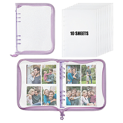 Прозрачный 1ПК а5 блестящий ПВХ пластик 6-кольцо съемные листы молния обложки для книг, 1 набор внутренних страниц из пластикового переплёта из ПВХ для визитницы, прозрачные, 210~250x155~190x0.4~25 мм