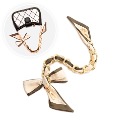 Коричневый Алюминиевые цепи-удлинители для сумок, с застежками из сплава и лентой-бантом, для замены ремней для мешков, кофе, 340~400 мм