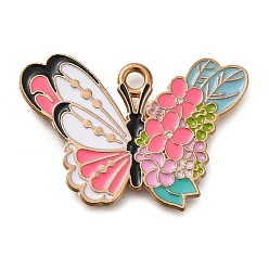 Бабочка Подвески из сплава с эмалью в виде животных и цветов, золотые, бабочка, 19x28x1 мм, отверстие : 1.8 мм