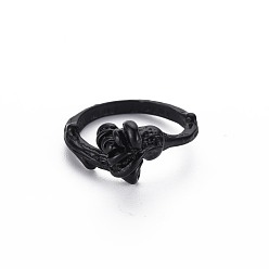 Electrophoresis Black Мужские кольца из сплава на запястье, открытые кольца, без кадмия и без свинца, цветок, электрофорез черный, размер США 5 1/2 (16.1 мм)