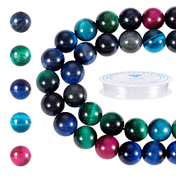 Тигровый глаз Набор для самостоятельного изготовления браслета/ожерелья из натурального тигрового глаза, 8 мм, отверстие : 1 мм