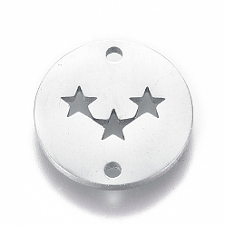 Нержавеющая Сталь Цвет Устойчивы к потускнению 304 соединители из нержавеющей стали, плоские круглые со звездой, цвет нержавеющей стали, 12x1 мм, отверстие : 1.2 мм
