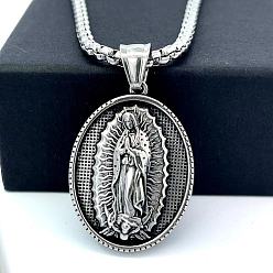 Нержавеющая Сталь Цвет Греческая мифология панк религия нержавеющая сталь кулон Дева Мария ожерелья для мужчин, цвет нержавеющей стали