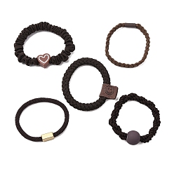 Седло Коричневый Эластичные аксессуары для волос из полиэстера, со сплавочной фурнитурой, для девочек или женщин, резинка для волос / резинки для волос, седло коричневый, 4~7 мм, внутренний диаметр: 36~40 мм, о 5 шт / комплект