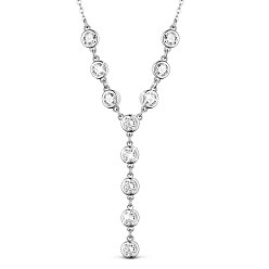 Платина Латунь подвесные ожерелья, с классом ааа кубического циркония и кабельными цепями, плоско-круглые, платина, 17.7 дюйм (45 см)