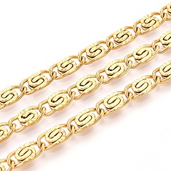 Настоящее золото 18K 304 из нержавеющей стали lumachina цепи, пайки, с катушкой, ионное покрытие (ip), реальный 18 k позолоченный, 11x5x2 мм, около 32.81 футов (10 м) / рулон