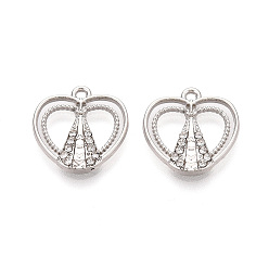 Платина Подвески из сплава и страза, Подвески «Сердце и Носа-Сеньора Апаресида», платина, 16.5x16x2 мм, отверстие : 1.4 мм