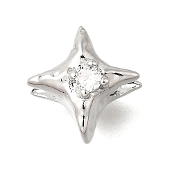 Звезда Латунные микропаве из прозрачного кубического циркония, платина, звезда, 9.5x9x6 мм, отверстие : 1.8 мм