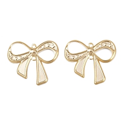 Настоящее золото 24K Подвески из латуни, без кадмия и без свинца, бантом ссылки, реальный 24 k позолоченный, 23x25.5x1.5 мм, отверстие : 1.4 мм