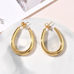 Doré  304 boucles d'oreille en acier inoxydable, larme, boucles d'oreilles demi-créoles, or, 29x5mm