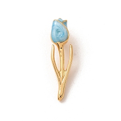 Cielo Azul Colgantes de latón con esmalte, encantos de tulipanes, chapado en rack, larga duración plateado, sin plomo y el cadmio, real 18 k chapado en oro, el cielo azul, 24x6.5x7 mm, agujero: 5x2 mm