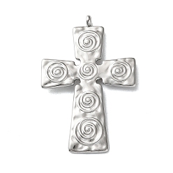 Нержавеющая Сталь Цвет 304 подвески из нержавеющей стали, крест очарование, анти-тускнение, цвет нержавеющей стали, 47x30x1.5 мм, отверстие : 3 мм